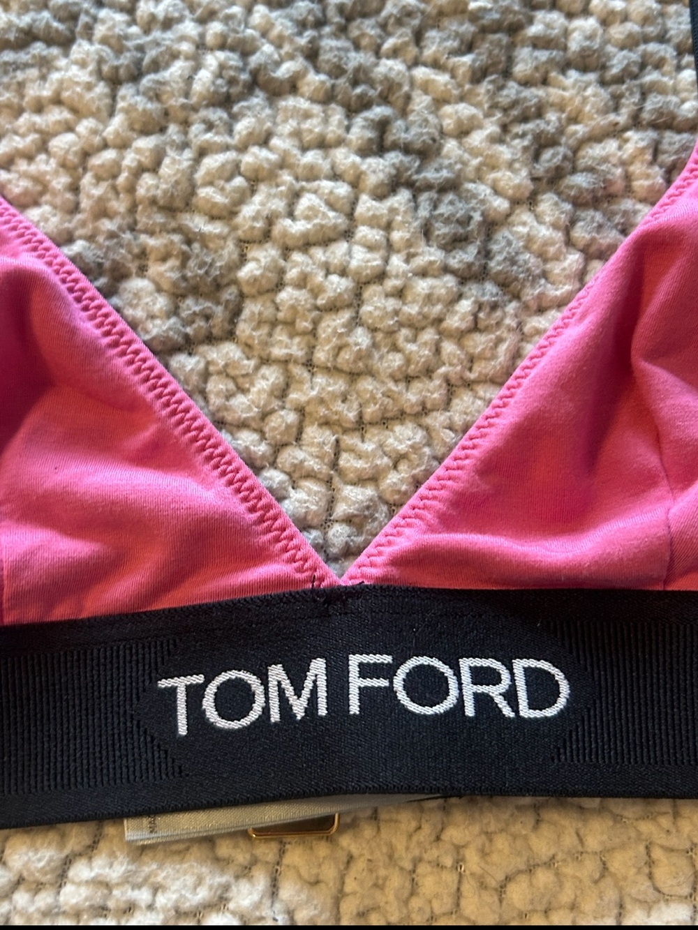 NEW TOM FORD Modal Signature Triangle Bra (Rosebloom) Pink & Black Bralette - Picture 7 of 14